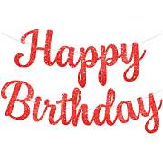 RED CURSIVE HBD GLITTER CARD